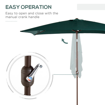 6.5x10ft Rectangle Aluminum Tilt Patio Umbrella Garden Market Parasol Outdoor Sunshade Canopy with Crank(Green)