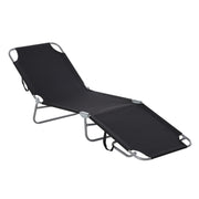 Outdoor Folding Chaise Lounge, Reclining Lounge Chair with Adjustable Backrest and Breathable Mesh Fabric, Black