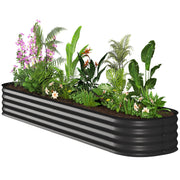 7.9 x 2 x 1ft Galvanized Raised Garden Bed Kit, Metal Planter Box with Safety Edging, Black