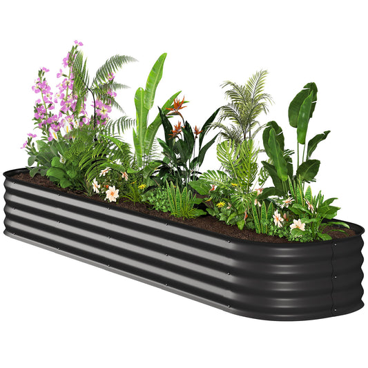 7.9 x 2 x 1ft Galvanized Raised Garden Bed Kit, Metal Planter Box with Safety Edging, Black
