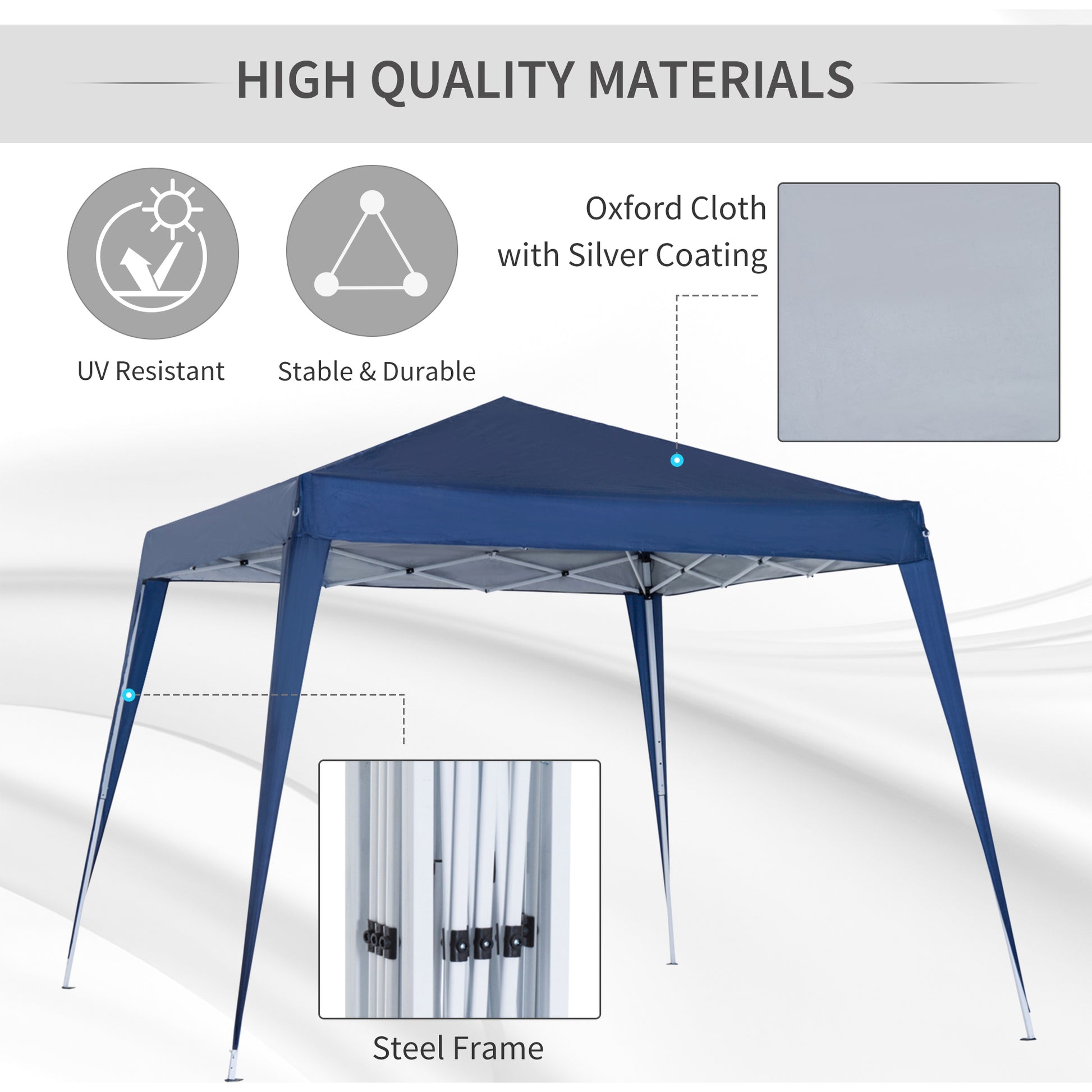 8' x 8' Pop Up Canopy, Outdoor Folding Tent, Portable Party Tent with Carrying Bag for Camping, Party, Picnic, Blue
