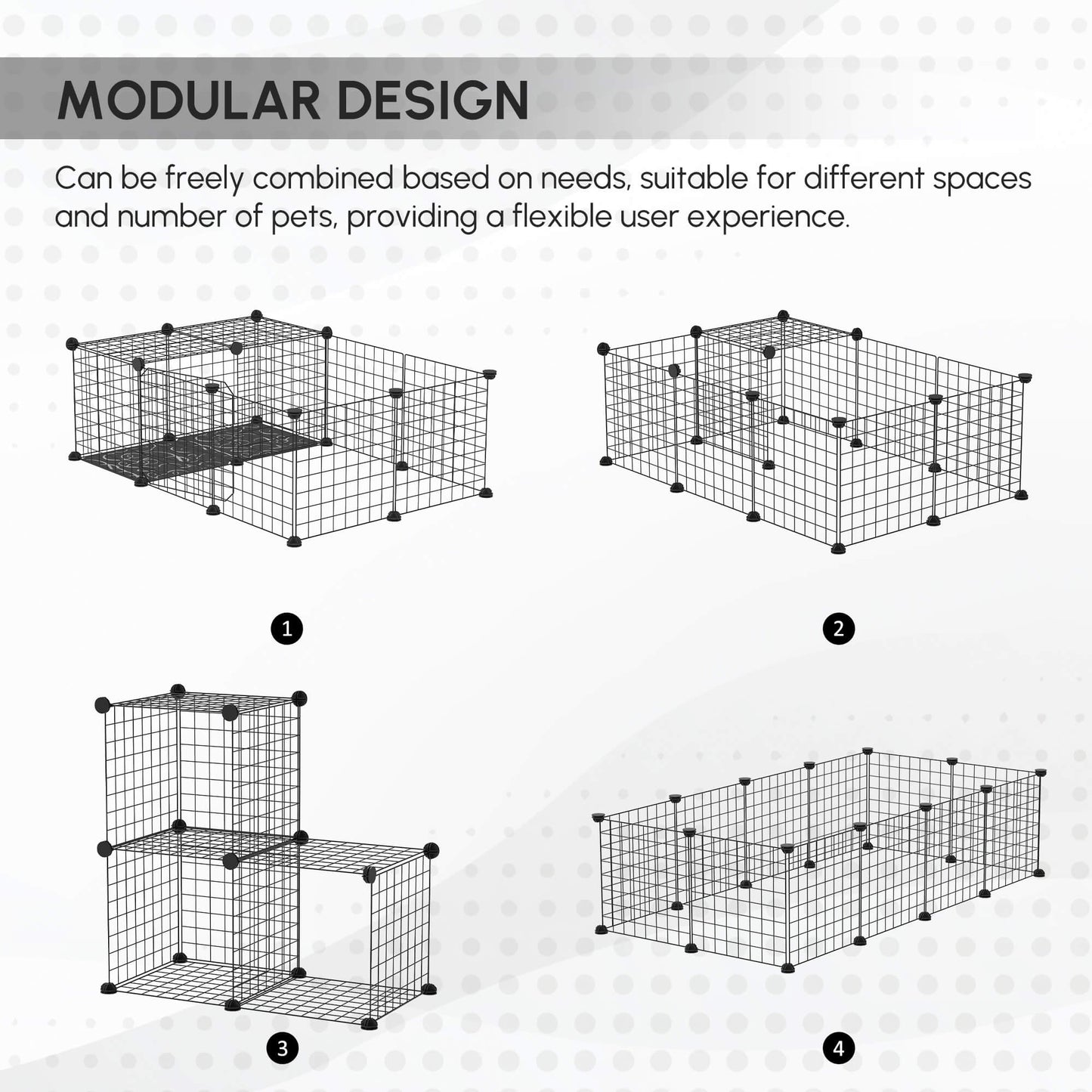 Small Animal Cage with 16 Panels, Portable Metal Wire Pet Fence with Door, Non-slip Feet for Bunny Guinea Pig