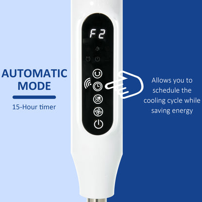 Standing Floor Fan with Remote Control, Stand Up Cooling Fan, Tall Pedestal Electric Fan for Home Bedroom, White