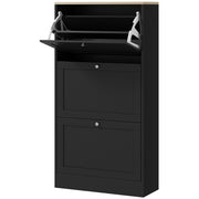 Modern Shoe Storage with 3 Flip Drawers and Adjustable Shelves, Shoe Cabinet Organizer for 12-18 Pairs of Shoes, Black