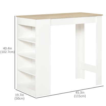 Bar Table, High Top Pub Table with 4 Storage Shelves, Modern Bar Height Table for Home Bar, Kitchen, Natural