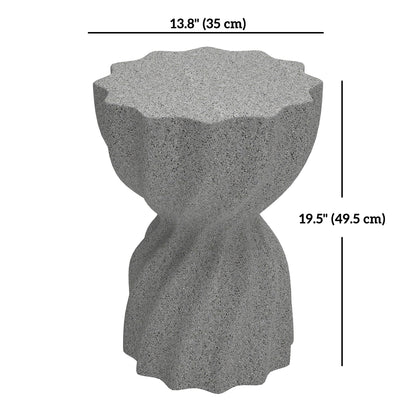 Spiral Decorative Garden Stool, Flower Top Outdoor Stool Side Table Plant Stand Footstool for Indoor Outdoor, Grey