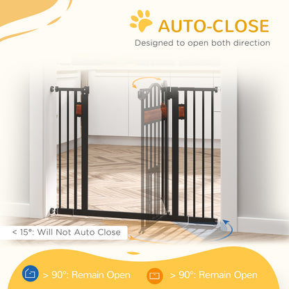 29.1''-41.3'' Extra Wide Dog Gate with Cat Door, Stair Pressure Fit, Auto Close, Double Locking, for Doorways, Hallways