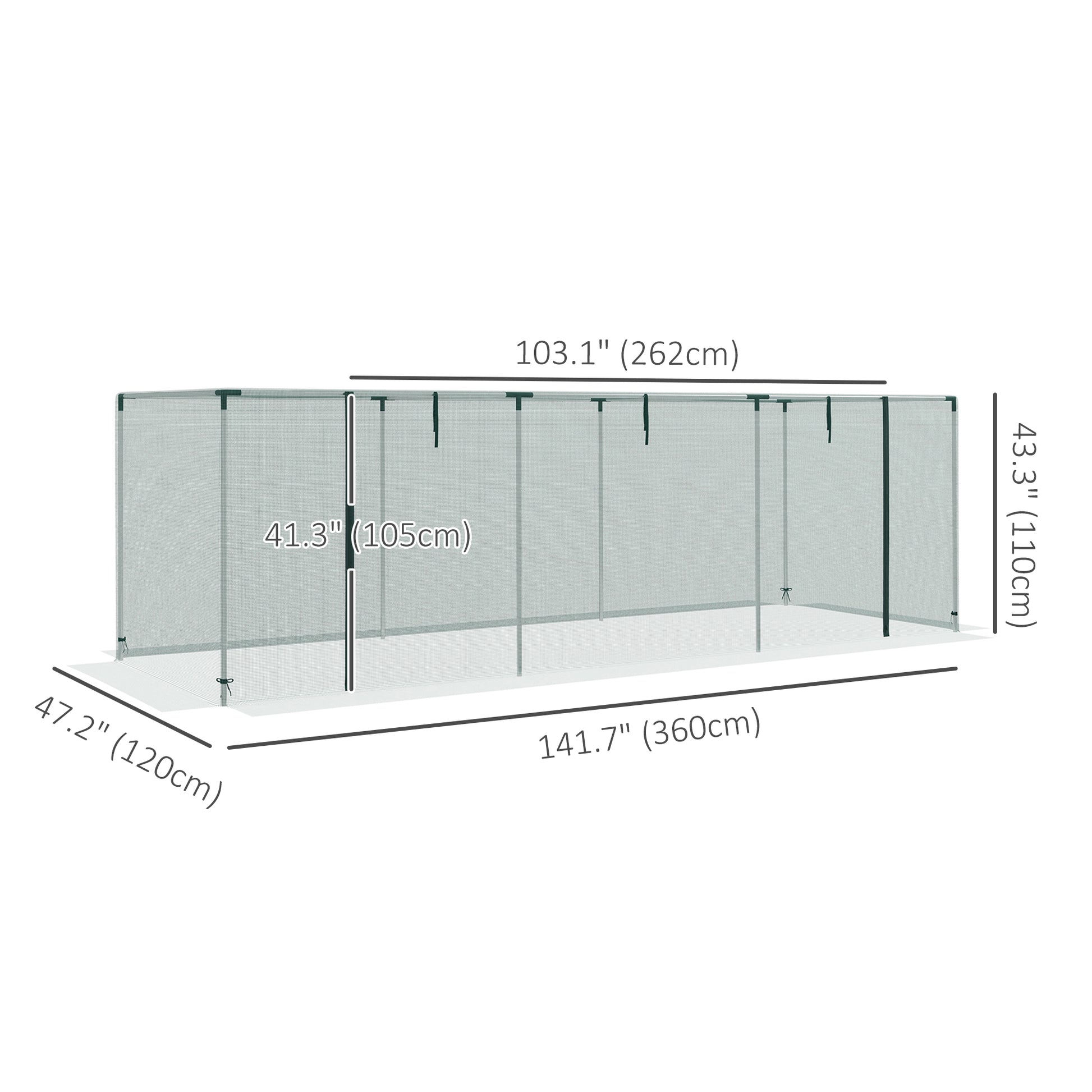 Galvanized Steel Crop Cage, Plant Protection Tent with Zippered Door, 12' x 4', Green