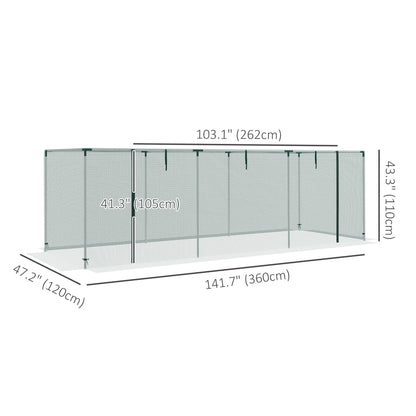 Galvanized Steel Crop Cage, Plant Protection Tent with Zippered Door, 12' x 4', Green