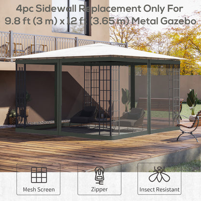 Replacement Mosquito Netting for Gazebo 10' x 12' Black Screen Walls for Canopy with Zippers, Dark Grey