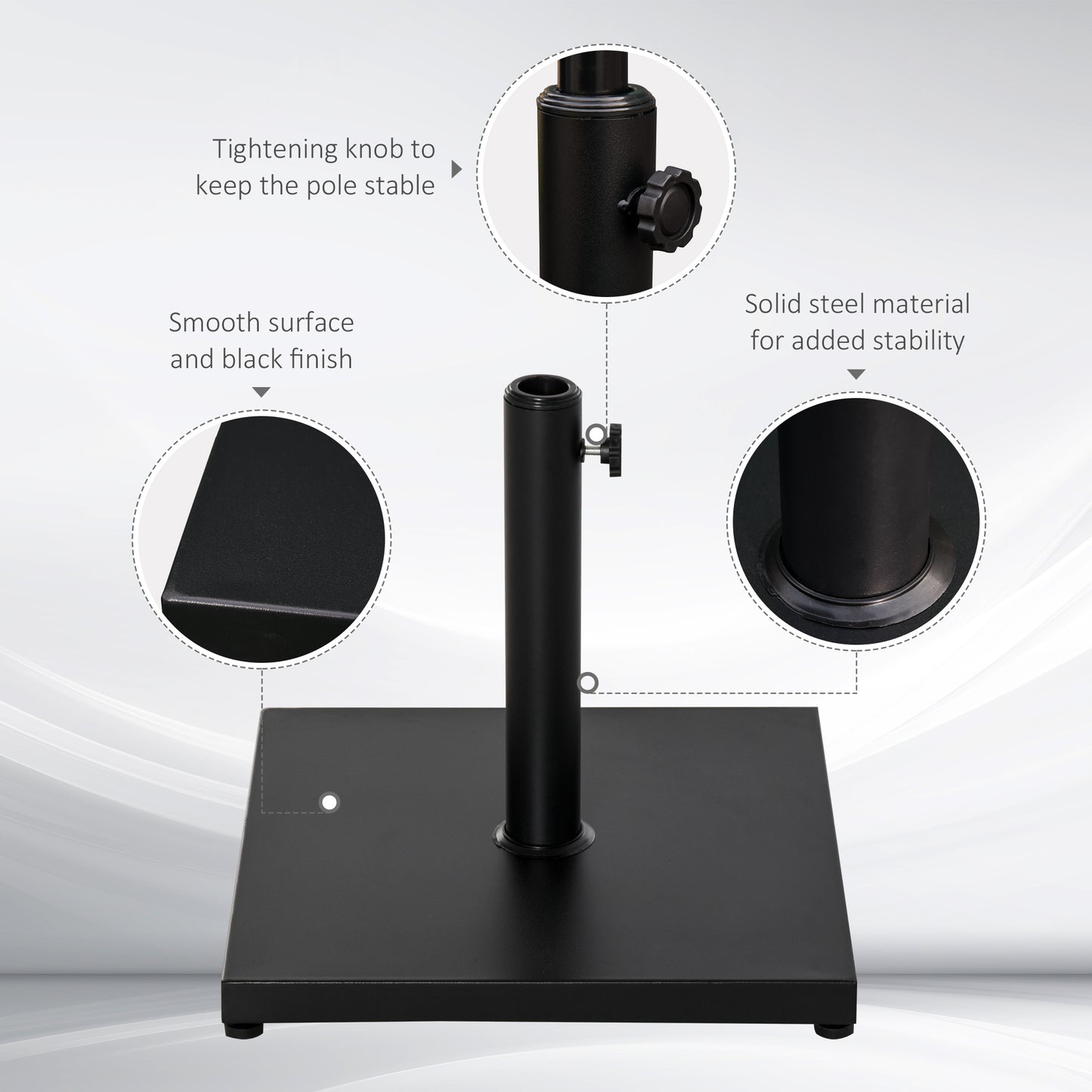 40 lbs Steel Square Umbrella Base Stand w/ Adjustable Knob Parasol Stand Garden Patio Outdoor Home, Black