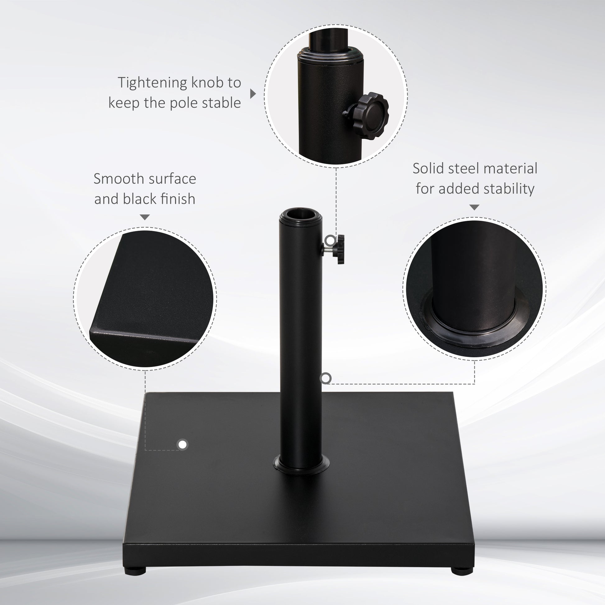 40 lbs Steel Square Umbrella Base Stand w/ Adjustable Knob Parasol Stand Garden Patio Outdoor Home, Black