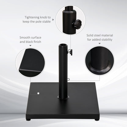 40 lbs Steel Square Umbrella Base Stand w/ Adjustable Knob Parasol Stand Garden Patio Outdoor Home, Black