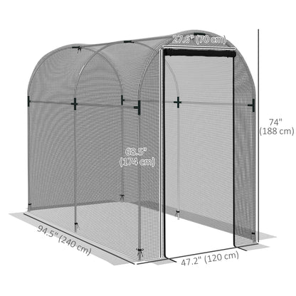 Galvanized Steel Crop Cage, Plant Protection Tent with Zippered Door, 4' x 8', Black