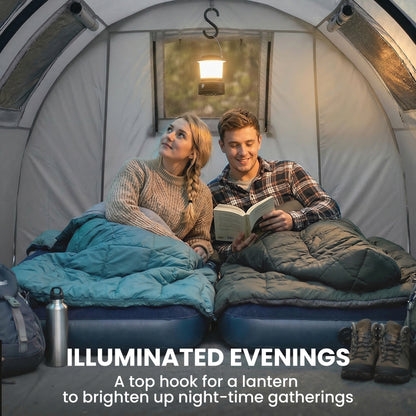 3-4 Person Camping Tent with 2 Rooms, 3000mm Waterproof Portable Family Tent with Carry Bag, Grey