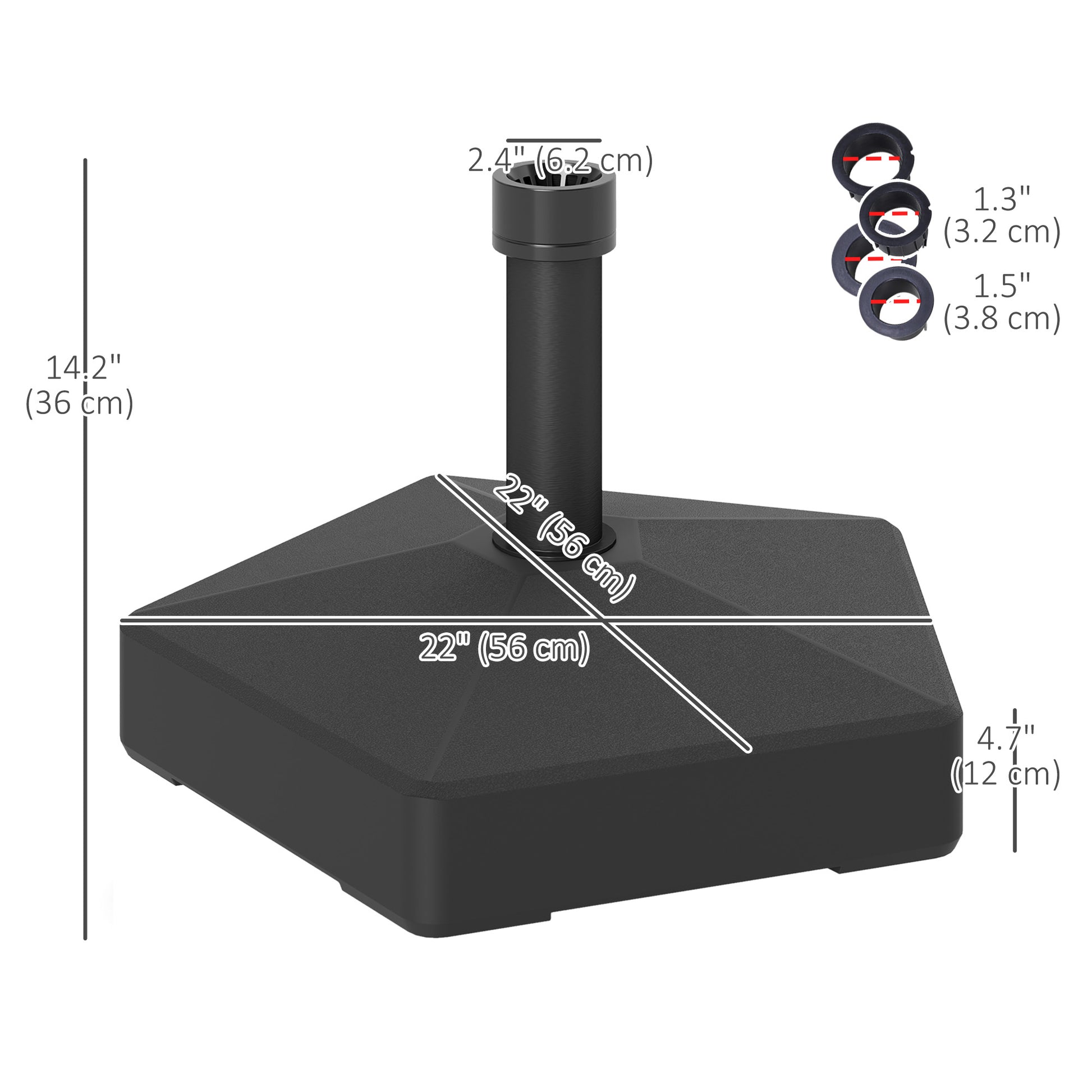 Patio Umbrella Base Holder, Heavy Duty Outdoor Umbrella Stand Base, Poolside, Black
