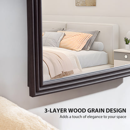 64" x 21" Full Length Mirror, Free Standing, Leaning or Wall, Arched Full Body Mirror, Brown Wood Grain