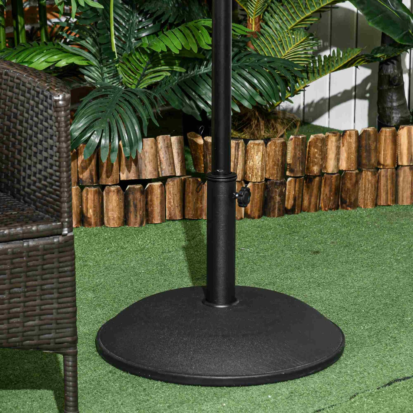 44 lbs Cement Round Umbrella Base Holder 19" Heavy Duty Parasol Stand for Patio, Outdoor, Backyard, Black