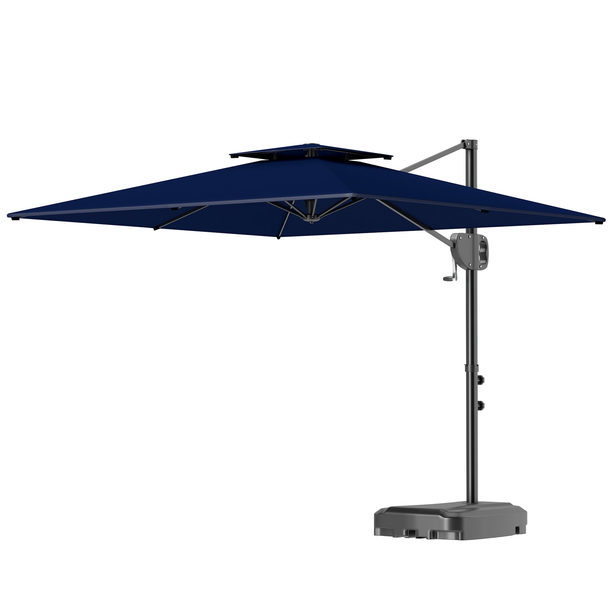 Square Cantilever Patio Umbrella, Double Top Patio Hanging Offset Umbrella with Crank & Tilt, 8' x 9', Dark Blue