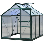 6.2' x 6.3' x 6.6' Clear Polycarbonate Greenhouse, Large Walk-In Green House Garden, Plants Grow, Galvanized Sheet Frame w/ Slide Door