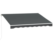 10' x 8' Electric Awning, Retractable Awning Sun Shade Shelter with Remote Controller, Manual Crank Handle and Aluminum Frame, for Deck, Balcony, Yard, Grey