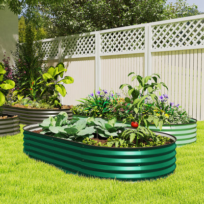 6' x 3' x 1' Large Outdoor Planter Box, Galvanized Raised Garden Bed with Metal Plant Stake, Green