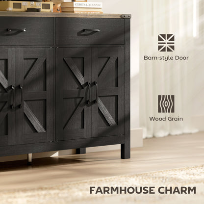 Sideboard Buffet Cabinet, Farmhouse Kitchen Storage Cabinet w/ 2 Drawers and Shelves for Living Room, Entryway