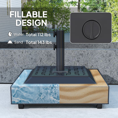 Outdoor Umbrella Base with Wheels, Heavy Duty Patio Umbrella Base, Patio Umbrella Holder, Black