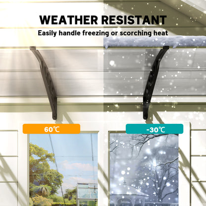 Awning Door Canopy, 119.3" x 37.8", Polycarbonate Front Door Outdoor Patio Cover for UV Protection, Clear