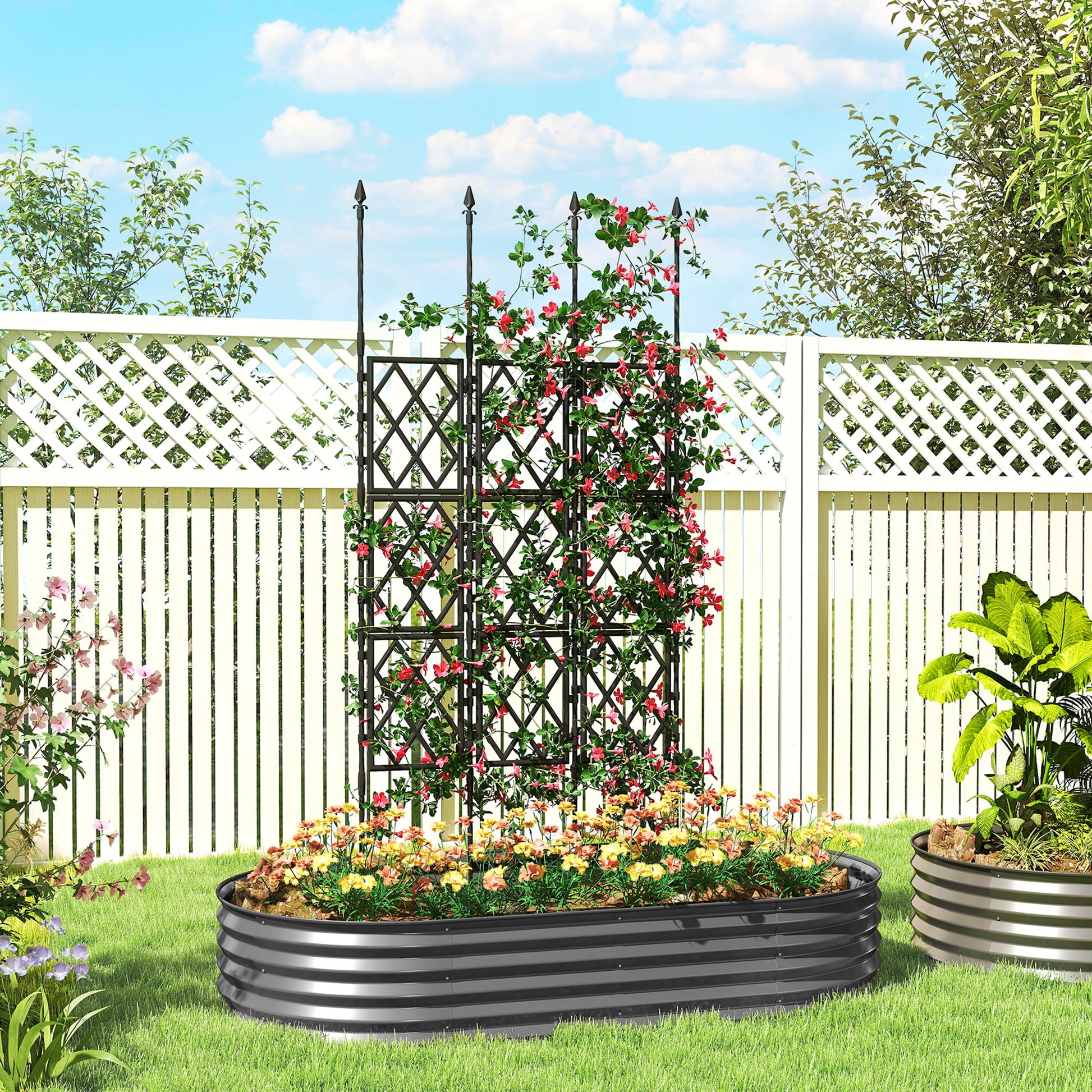 Foldable Garden Trellis, 33.5 x 77.6 Inch Lattice Climbing Support Trellis for Garden, DIY Assembly, Black