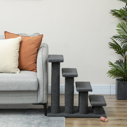 23.5" 4 Tier Pet Stairs Dog Cat Step Scratch Post Furniture, Dark Grey