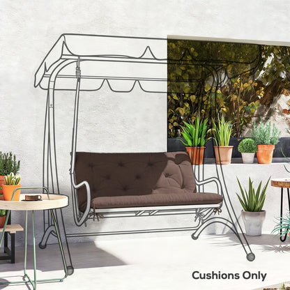 Garden Bench Cushion with Backrest, Non-Slip 2 Seater Soft Pad with Ties, Coffee