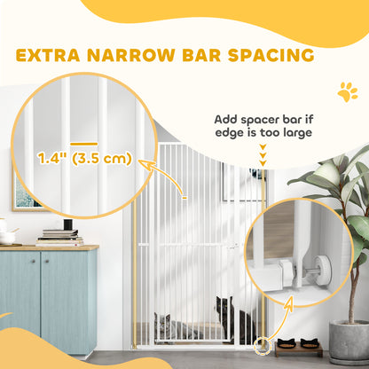 59" Extra Tall Cat Gate, 30"-41" Pet Gate with 2.8" and 5.5" Extensions, for Doorway, Hallway, Stairway, White