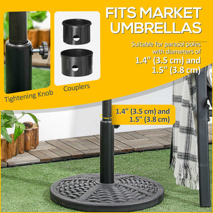 21 lbs Cement Round Market Umbrella Base Holder, 18" Heavy Duty Parasol Stand with Rattan Design for Patio, Black