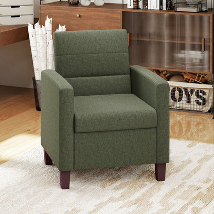 Fabric Accent Chair, Modern Armchair with Seat Cushion and Non-Slip Pads for Living Room, Bedroom, Dark Green