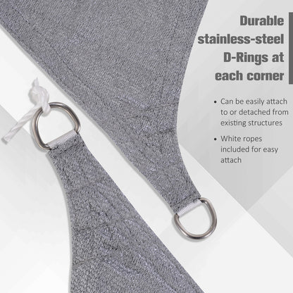 10ft x10ft Square Canopy Sun Sail Shade Garden Cover UV Protector Outdoor Patio Lawn Shelter with Carrying Bag Grey