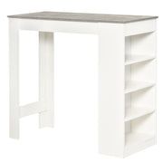 Bar Table, High Top Pub Table with 4 Storage Shelves, Modern Bar Height Table for Home Bar, Kitchen, Grey