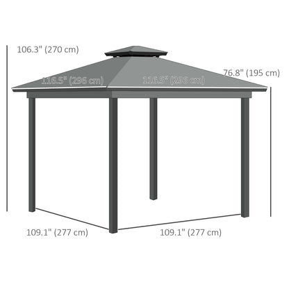 10' x 10' 2-Tier Outdoor Gazebo Canopy Tent with Zippered Mesh Sidewalls, Aluminum Frame for Patio, Backyard Light Grey