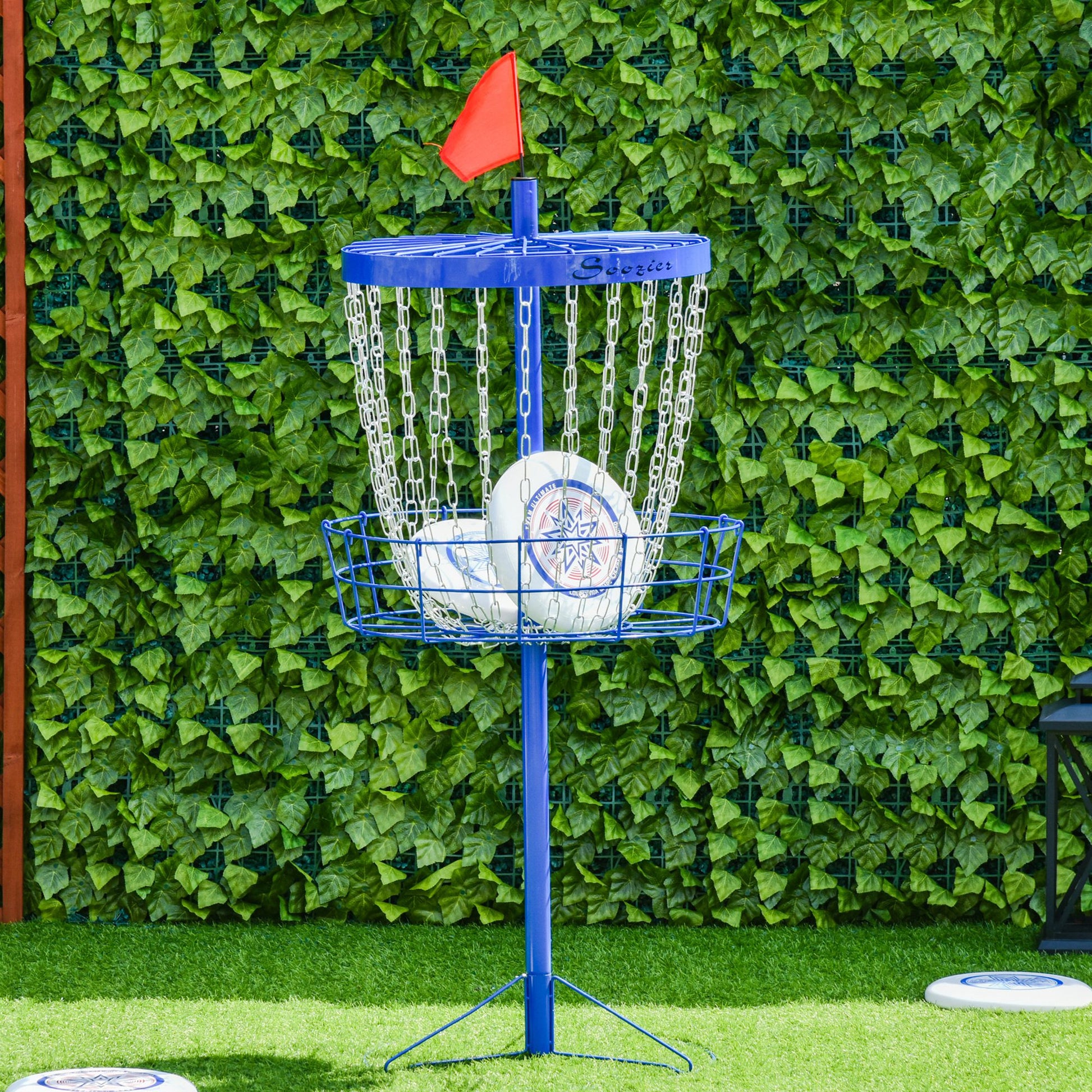Soozier 24-Chain Portable Practice Basket for Disc Golf Target Stand Easy Assembly & Lightweight Basket w/ Carry Bag Deep Blue