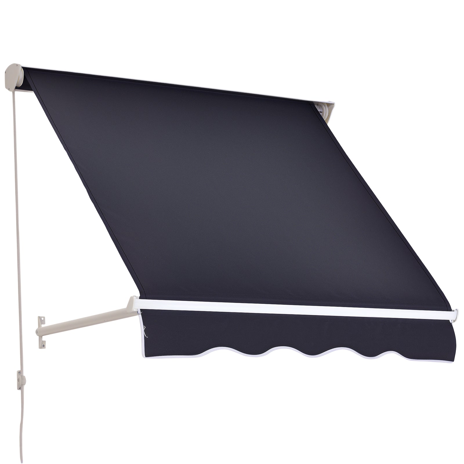 4' x 2.3' Retractable Window Door Awning Patio Canopy Outdoor Sun Shade Shelter Dark Grey