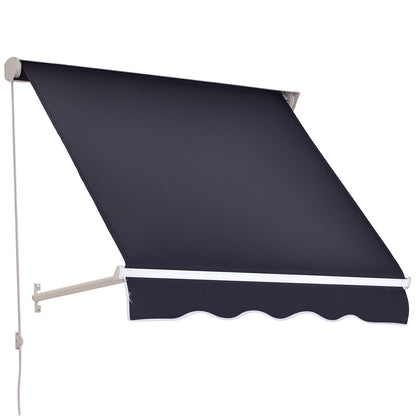 4' x 2.3' Retractable Window Door Awning Patio Canopy Outdoor Sun Shade Shelter Dark Grey