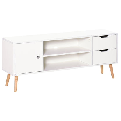 TV Stand for TVs up to 50", TV Cabinet with Shelves, Drawers and Cable Hole, Entertainment Unit for Living Room, White