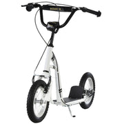 Aosom Dual Brakes Kick Scooter 12-Inch Inflatable Front Wheel Ride On Toy for Age 5+, White