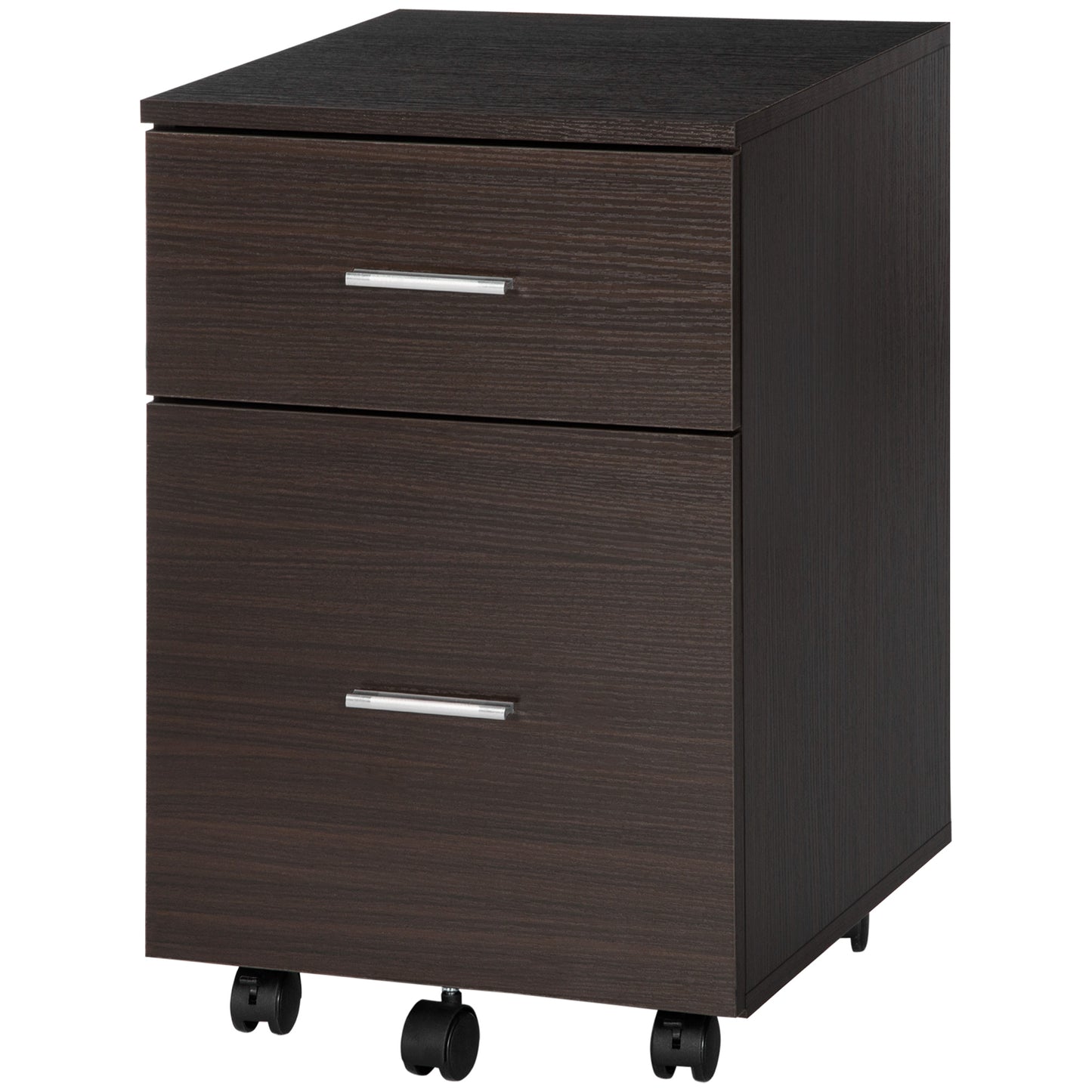 Mobile Filing Cabinet, Vertical File Cabinet with 2 Drawers, Wheels, for Letter or A4 File, Brown