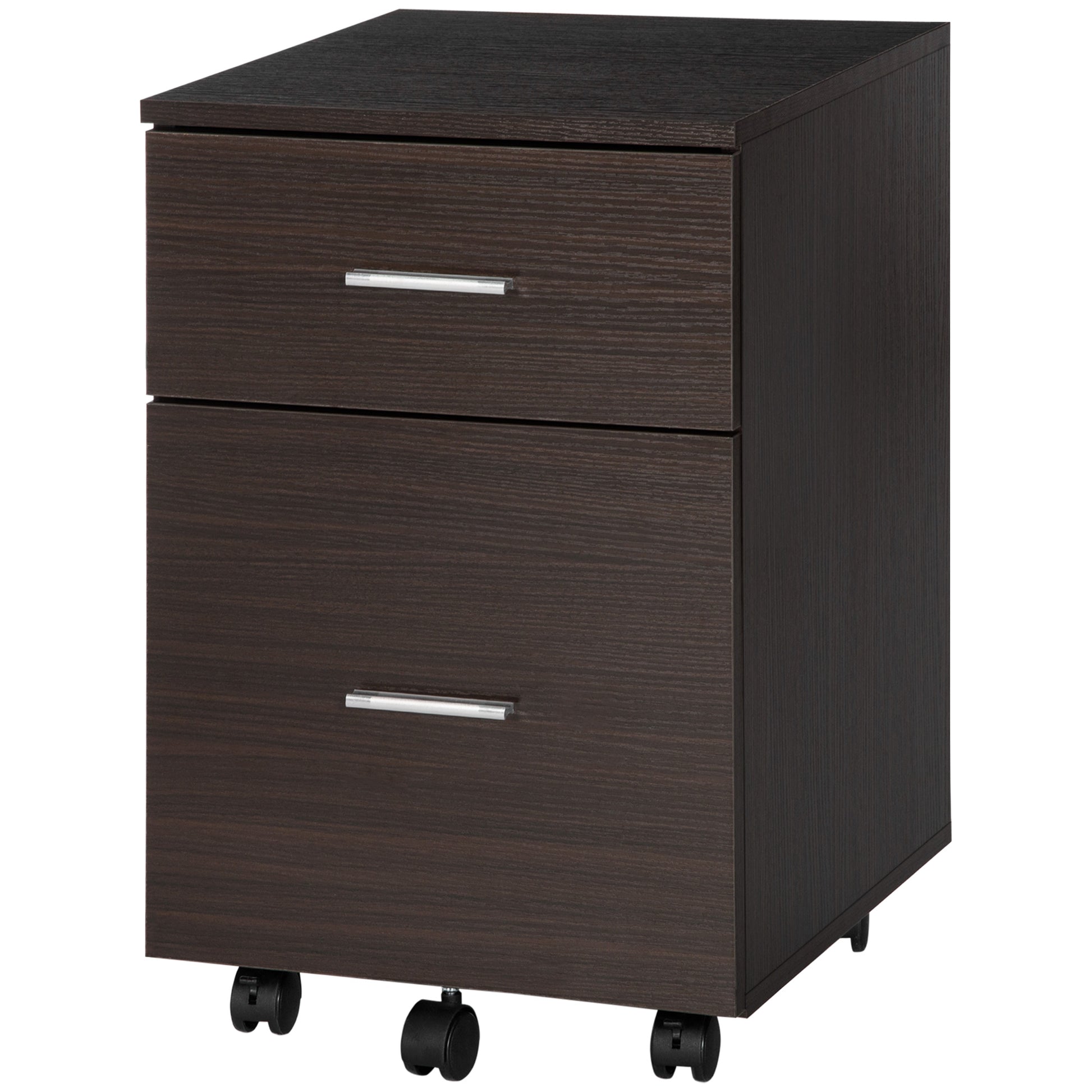 Mobile Filing Cabinet, Vertical File Cabinet with 2 Drawers, Wheels, for Letter or A4 File, Brown