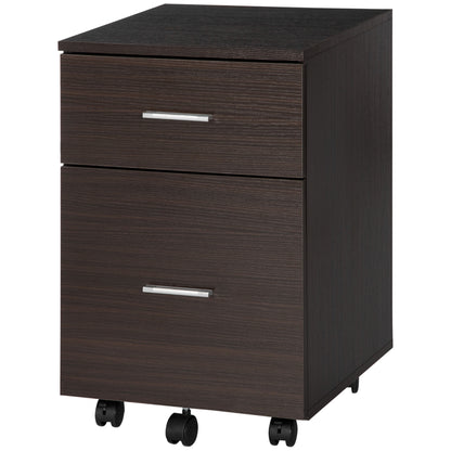 Mobile Filing Cabinet, Vertical File Cabinet with 2 Drawers, Wheels, for Letter or A4 File, Brown