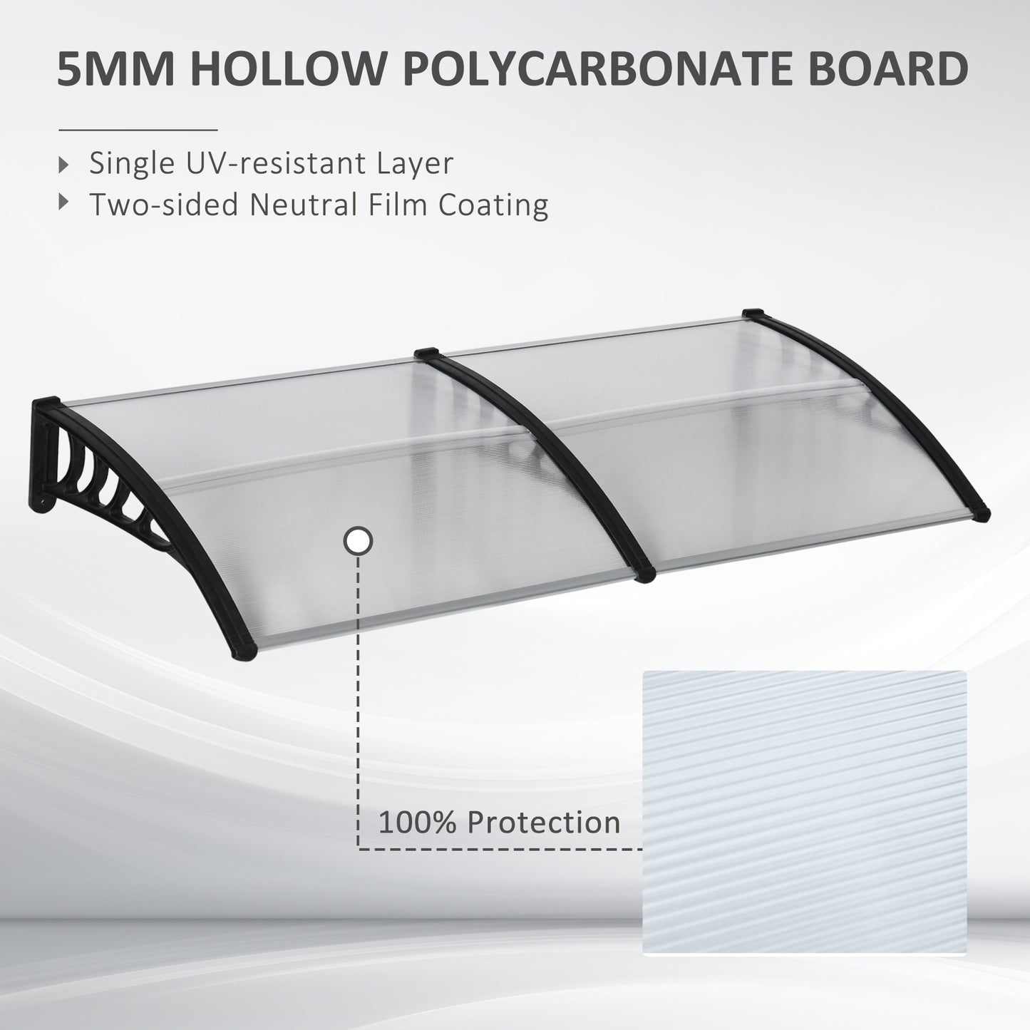 Awning Door Canopy, 78.7" x 37.8", Polycarbonate Front Door Outdoor Patio Cover for UV Protection, Clear