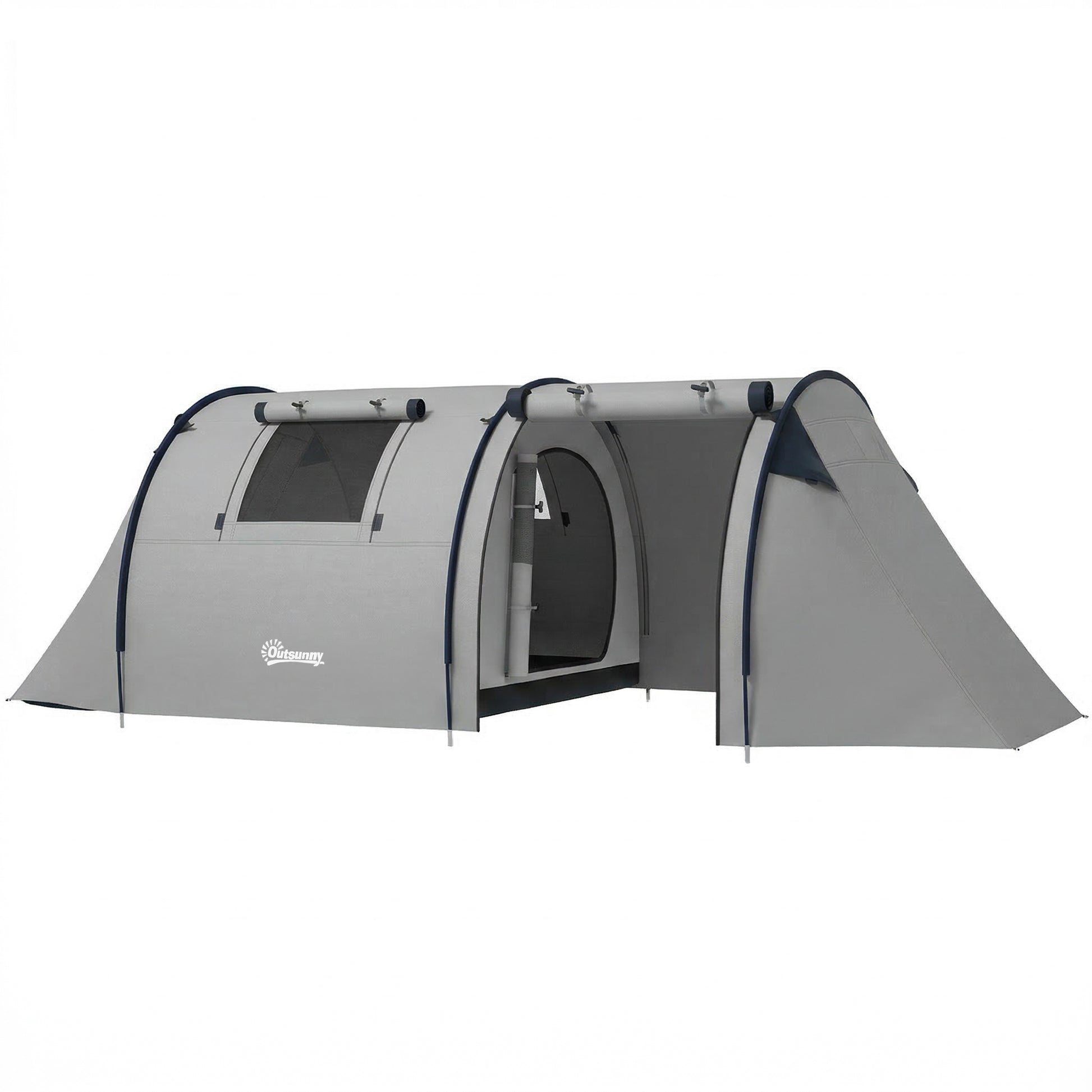 3-4 Person Camping Tent with 2 Rooms, 3000mm Waterproof Portable Family Tent with Carry Bag, Grey
