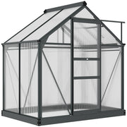 Greenhouse Garden, Green House, Outdoor Greenhouse Kit, PC Board with Sliding Door, 6.2' x 4.3' x 6.6', Grey