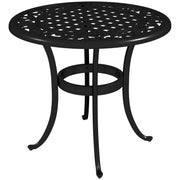 Ф23.6" Round Outdoor Side Table, Cast Aluminum Frame Patio Coffee Side Desk for Patio, Garden, Balcony, Black
